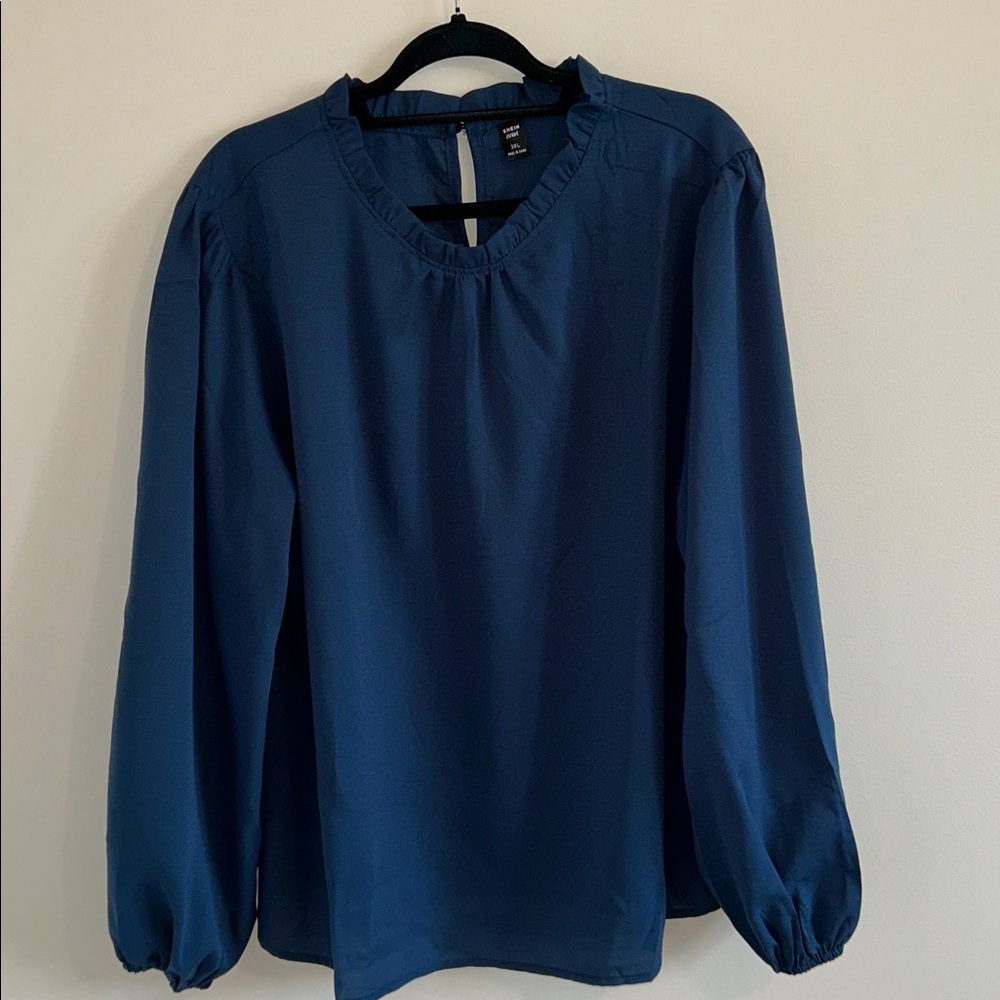 Plus - Dark Teal Long Sleeve Women's Top - 3X